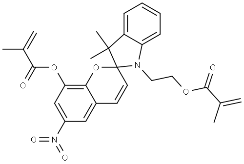 2-Propenoic acid, 2-methyl-, 1',3'-dihydro-3',3'-dimethyl-1'-[2-[(2-methyl-1-oxo-2-propen-1-yl)oxy]ethyl]-6-nitrospiro[2H-1-benzopyran-2,2'-[2H]indol]-8-yl ester Structure