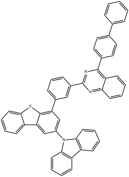 9H-Carbazole, 9-[4-[3-(4-[1,1'-biphenyl]-4-yl-2-quinazolinyl)phenyl]-2-dibenzothienyl]- Structure