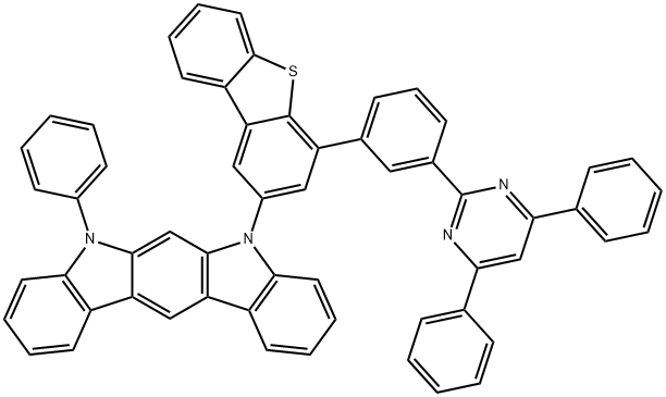 Indolo[2,3-b]carbazole, 5-[4-[3-(4,6-diphenyl-2-pyrimidinyl)phenyl]-2-dibenzothienyl]-5,7-dihydro-7-phenyl- Structure