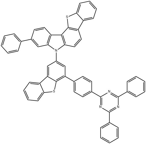 5H-[1]Benzothieno[3,2-c]carbazole, 5-[4-[4-(4,6-diphenyl-1,3,5-triazin-2-yl)phenyl]-2-dibenzothienyl]-3-phenyl- Structure