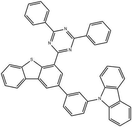 9H-Carbazole, 9-[3-[4-(4,6-diphenyl-1,3,5-triazin-2-yl)-2-dibenzothienyl]phenyl]- Structure