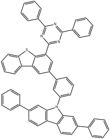 9H-Carbazole, 9-[3-[4-(4,6-diphenyl-1,3,5-triazin-2-yl)-2-dibenzothienyl]phenyl]-2,7-diphenyl- Structure