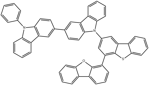 3,3'-Bi-9H-carbazole, 9-[4-(4-dibenzofuranyl)-2-dibenzothienyl]-9'-phenyl- Structure