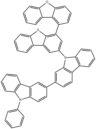 2,3'-Bi-9H-carbazole, 9-[4-(1-dibenzofuranyl)-2-dibenzothienyl]-9'-phenyl- Structure