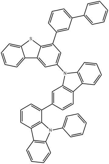 1,2'-Bi-9H-carbazole, 9'-(4-[1,1'-biphenyl]-3-yl-2-dibenzothienyl)-9-phenyl- Structure