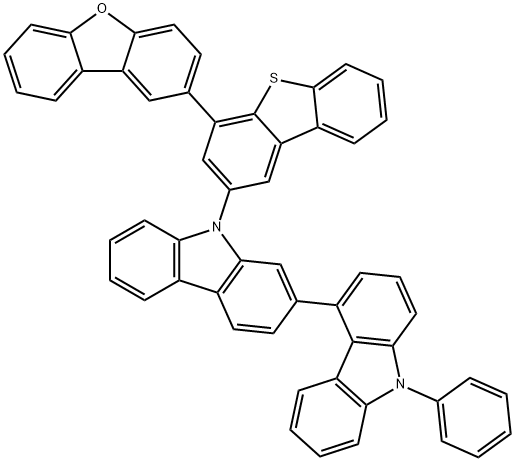 2,4'-Bi-9H-carbazole, 9-[4-(2-dibenzofuranyl)-2-dibenzothienyl]-9'-phenyl- Structure