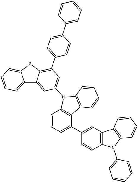 3,4'-Bi-9H-carbazole, 9'-(4-[1,1'-biphenyl]-4-yl-2-dibenzothienyl)-9-phenyl- Structure