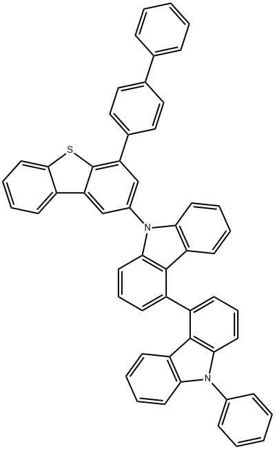 4,4'-Bi-9H-carbazole, 9-(4-[1,1'-biphenyl]-4-yl-2-dibenzothienyl)-9'-phenyl- Structure