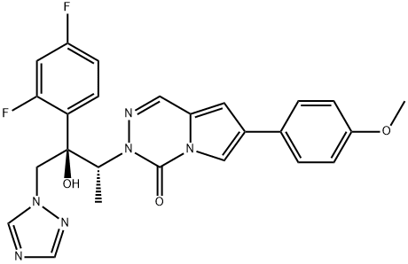 Pyrrolo[1,2-d][1,2,4]triazin-4(3H)-one, 3-[(1R,2R)-2-(2,4-difluorophenyl)-2-hydroxy-1-methyl-3-(1H-1,2,4-triazol-1-yl)propyl]-7-(4-methoxyphenyl)- Structure