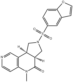 4H-Pyrrolo[3,4-c][1,6]naphthyridin-4-one, 2-(5-benzofuranylsulfonyl)-1,2,3,3a,5,9b-hexahydro-5-methyl-, (3aS,9bS)- Structure