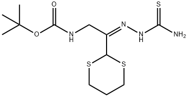 Carbamic acid, N-[(2Z)-2-[2-(aminothioxomethyl)hydrazinylidene]-2-(1,3-dithian-2-yl)ethyl]-, 1,1-dimethylethyl ester Structure