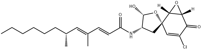 2,4-Dodecadienamide, N-[(1'R,2S,4S,5R,6'S)-4'-chloro-4,5-dihydro-5-hydroxy-5'-oxospiro[furan-2(3H),2'-[7]oxabicyclo[4.1.0]hept[3]en]-4-yl]-4,6-dimethyl-, (2E,4E,6R)- Structure