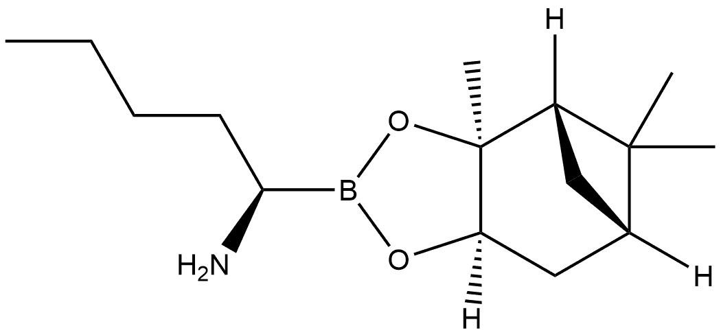 4,6-Methano-1,3,2-benzodioxaborole-2-methanamine, α-butylhexahydro-3a,5,5-trimethyl-, (αR,3aS,4S,6S,7aR)- Structure