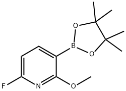 Pyridine, 6-fluoro-2-methoxy-3-(4,4,5,5-tetramethyl-1,3,2-dioxaborolan-2-yl)- Structure