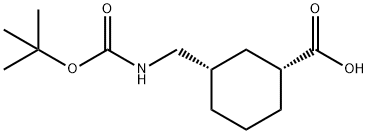 Cyclohexanecarboxylic acid, 3-[[[(1,1-dimethylethoxy)carbonyl]amino]methyl]-, (1R,3S)- Structure