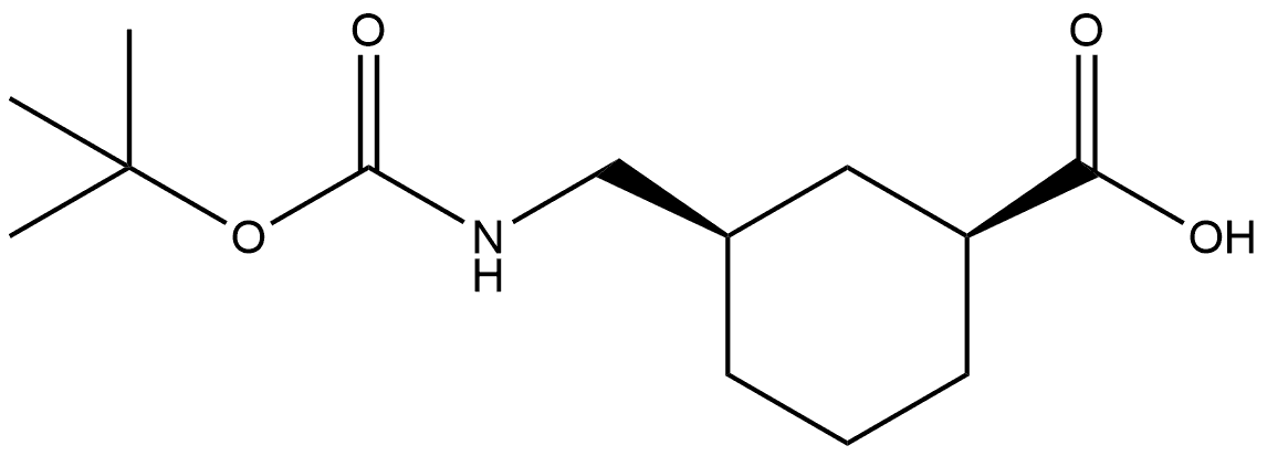 Cyclohexanecarboxylic acid, 3-[[[(1,1-dimethylethoxy)carbonyl]amino]methyl]-, (1S,3R)- Structure