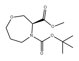 1,4-Oxazepine-3,4(5H)-dicarboxylic acid, tetrahydro-, 4-(1,1-dimethylethyl) 3-methyl ester, (3S)- Structure