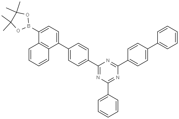 2-[1,1′-Biphenyl]-4-yl-4-phenyl-6-[4-[4-(4,4,5,5-tetramethyl-1,3,2-dioxaborolan-2-yl)-1-naphthalenyl]phenyl]-1,3,5-triazine Structure