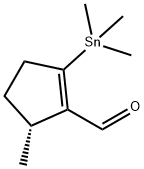 1-Cyclopentene-1-carboxaldehyde, 5-methyl-2-(trimethylstannyl)-, (5R)- Structure