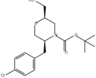 4-Morpholinecarboxylic acid, 5-[(4-chlorophenyl)methyl]-2-(hydroxymethyl)-, 1,1-dimethylethyl ester, (2R,5S)- Structure