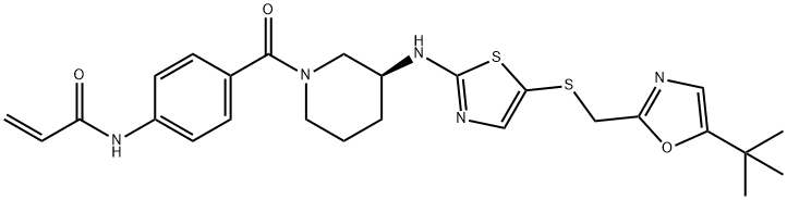 2-Propenamide, N-[4-[[(3S)-3-[[5-[[[5-(1,1-dimethylethyl)-2-oxazolyl]methyl]thio]-2-thiazolyl]amino]-1-piperidinyl]carbonyl]phenyl]- Structure