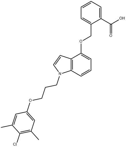 Benzoic acid, 2-[[[1-[3-(4-chloro-3,5-dimethylphenoxy)propyl]-1H-indol-4-yl]oxy]methyl]- Structure