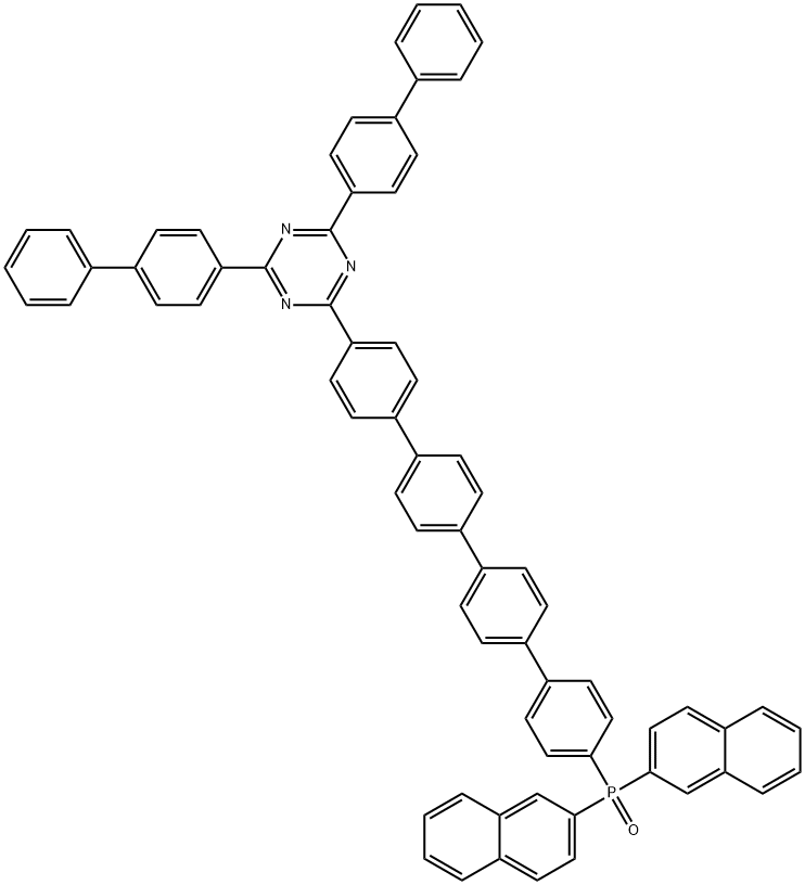 1,3,5-Triazine, 2,4-bis([1,1'-biphenyl]-4-yl)-6-[4'''-(di-2-naphthalenylphosphinyl)[1,1':4',1'':4'',1'''-quaterphenyl]-4-yl]- Structure