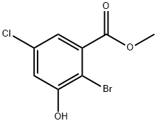 Benzoic acid, 2-bromo-5-chloro-3-hydroxy-, methyl ester 구조식 이미지