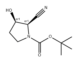 1-Pyrrolidinecarboxylic acid, 2-cyano-3-hydroxy-, 1,1-dimethylethyl ester, (2R,3R)-rel- Structure