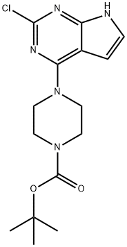 1-Piperazinecarboxylic acid, 4-(2-chloro-7H-pyrrolo[2,3-d]pyrimidin-4-yl)-, 1,1-dimethylethyl ester Structure