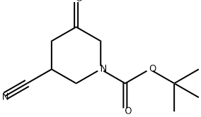 1-Piperidinecarboxylic acid, 3-cyano-5-oxo-, 1,1-dimethylethyl ester 구조식 이미지