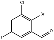 2-Bromo-3-chloro-5-iodobenzaldehyde 구조식 이미지