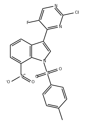 1H-Indole, 3-(2-chloro-5-fluoro-4-pyrimidinyl)-1-[(4-methylphenyl)sulfonyl]-7-nitro- Structure