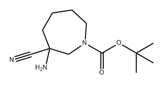 1H-Azepine-1-carboxylic acid, 3-amino-3-cyanohexahydro-, 1,1-dimethylethyl ester Structure