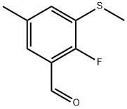 Benzaldehyde, 2-fluoro-5-methyl-3-(methylthio)- Structure