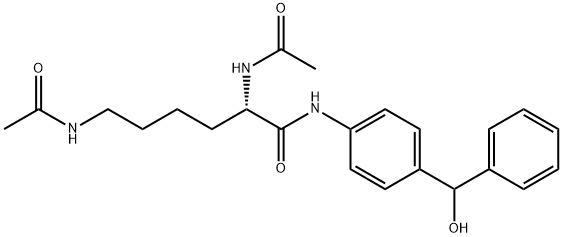 Hexanamide, 2,6-bis(acetylamino)-N-[4-(hydroxyphenylmethyl)phenyl]-, (2S)- Structure