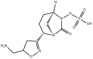 (1R,2S,5R)-2-[5-(Aminomethyl)-4,5-dihydro-3-isoxazolyl]-7-oxo-1,6-diazabicyclo[3.2.1]oct-6-yl hydrogen sulfate Structure