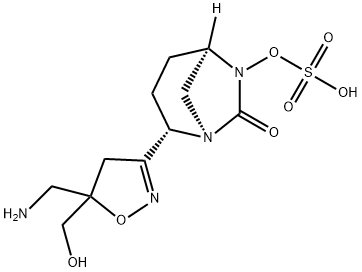 (1R,2S,5R)-2-[5-(Aminomethyl)-4,5-dihydro-5-(hydroxymethyl)-3-isoxazolyl]-7-oxo-1,6-diazabicyclo[3.2.1]oct-6-yl hydrogen sulfate Structure