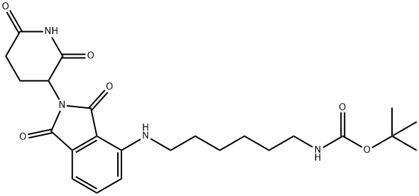 Carbamic acid, N-[6-[[2-(2,6-dioxo-3-piperidinyl)-2,3-dihydro-1,3-dioxo-1H-isoindol-4-yl]amino]hexyl]-, 1,1-dimethylethyl ester 구조식 이미지