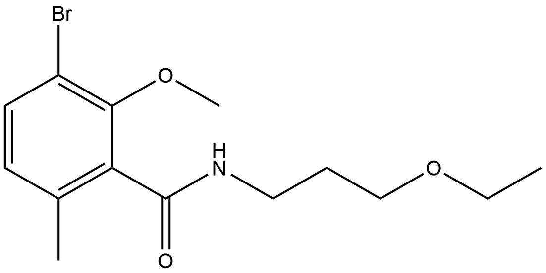 3-Bromo-N-(3-ethoxypropyl)-2-methoxy-6-methylbenzamide Structure