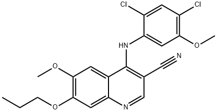 3-Quinolinecarbonitrile, 4-[(2,4-dichloro-5-methoxyphenyl)amino]-6-methoxy-7-propoxy- Structure