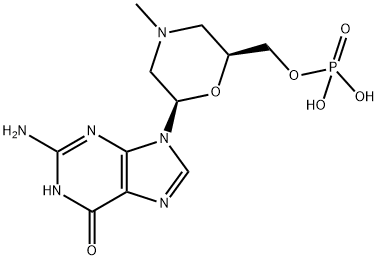 2-Amino-1,9-dihydro-9-[(2R,6S)-4-methyl-6-[(phosphonooxy)methyl]-2-morpholinyl]-6H-purin-6-one Structure