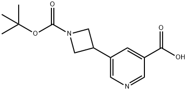 3-Pyridinecarboxylic acid, 5-[1-[(1,1-dimethylethoxy)carbonyl]-3-azetidinyl]- Structure