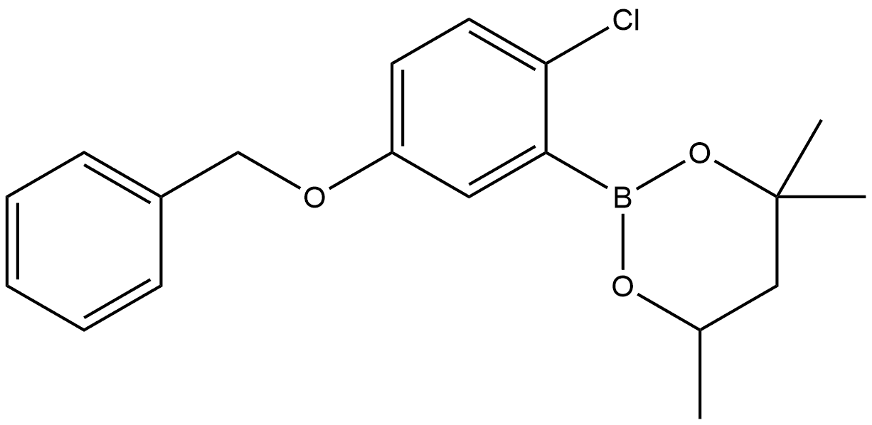 2-[2-Chloro-5-(phenylmethoxy)phenyl]-4,4,6-trimethyl-1,3,2-dioxaborinane Structure