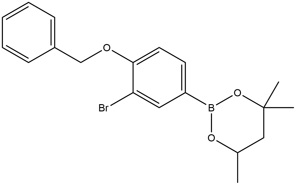 2-[3-Bromo-4-(phenylmethoxy)phenyl]-4,4,6-trimethyl-1,3,2-dioxaborinane Structure