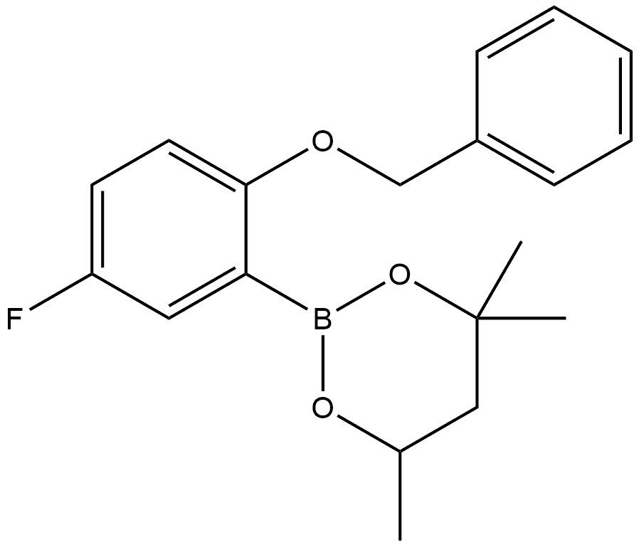 2-[5-Fluoro-2-(phenylmethoxy)phenyl]-4,4,6-trimethyl-1,3,2-dioxaborinane Structure