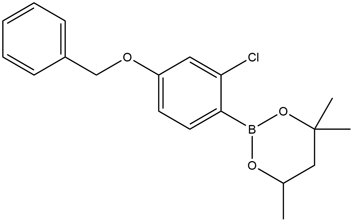 2-[2-Chloro-4-(phenylmethoxy)phenyl]-4,4,6-trimethyl-1,3,2-dioxaborinane Structure