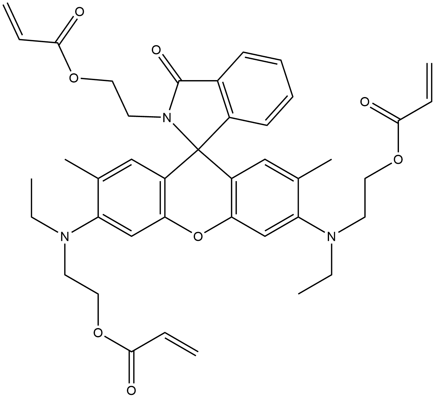 2-Propenoic acid, 2-[ethyl[6′-[ethyl[2-[(1-oxo-2-propen-1-yl)oxy]ethyl]amino]-2,3-dihydro-2′,7′-dimethyl-3-oxo-2-[2-[(1-oxo-2-propen-1-yl)oxy]ethyl]spiro[1H-isoindole-1,9′-[9H]xanthen]-3′-yl]amino]ethyl ester Structure