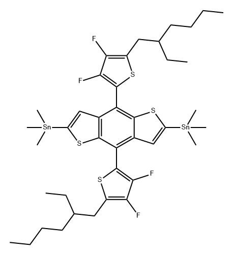 Stannane, 1,1'-[4,8-bis[5-(2-ethylhexyl)-3,4-difluoro-2-thienyl]benzo[1,2-b:4,5-b']dithiophene-2,6-diyl]bis[1,1,1-trimethyl- Structure