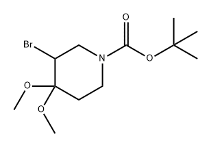 1-Piperidinecarboxylic acid, 3-bromo-4,4-dimethoxy-, 1,1-dimethylethyl ester Structure